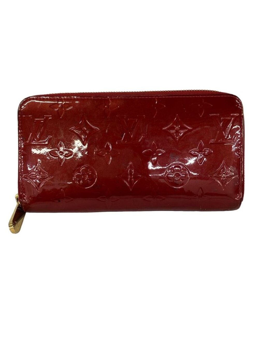 Louis Vuitton Wallet Monogram Vernis Zippy Rouge Fauvist Leather